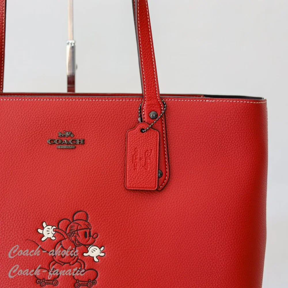 NWT 89975 Disney X Coach Central Tote With Zip With Mickey Mouse Motif in Red - Picture 6 of 12